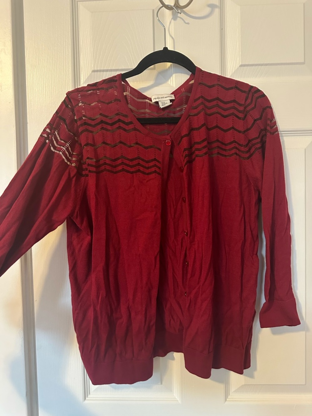 cupcakes & cashmere Maroon Striped Button Cardigan